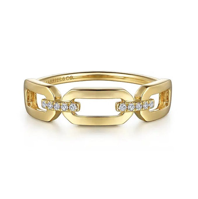 Gabriel 14K Yellow Gold Diamond 3 Link Ring