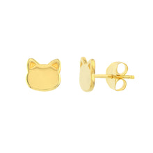 Load image into Gallery viewer, 14k Yellow Gold Cat Face Stud Earrings
