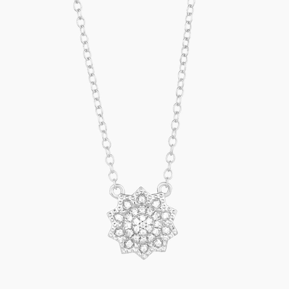 Ella Stein Sterling Silver Flower Burst Diamond Necklace