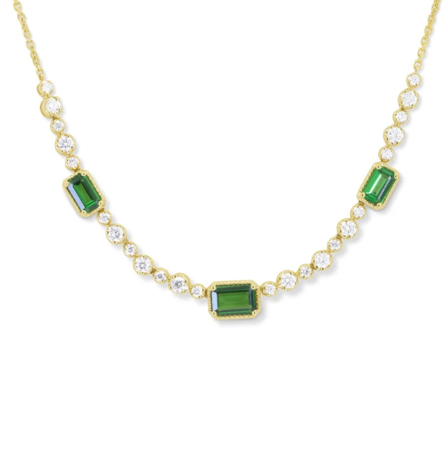 14K Yellow Gold Green Garnet Collar Necklace