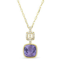 Load image into Gallery viewer, 14K Yellow Gold Gemstone Bezel Link Drop Pendant  Necklace
