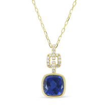 Load image into Gallery viewer, 14K Yellow Gold Gemstone Bezel Link Drop Pendant  Necklace
