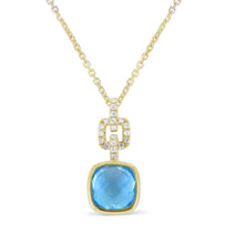 Load image into Gallery viewer, 14K Yellow Gold Gemstone Bezel Link Drop Pendant  Necklace
