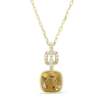 Load image into Gallery viewer, 14K Yellow Gold Gemstone Bezel Link Drop Pendant  Necklace
