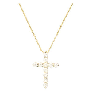 Oh She Fancy Small Cross Necklace in White Diamondettes