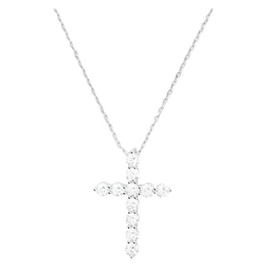 Oh She Fancy Small Cross Necklace in White Diamondettes