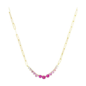 Not Your Basic Gold Graduated Ombre Pink Samantha Tennis Necklace