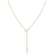 Load image into Gallery viewer, Gold She&#39;s Arrived Lariat Necklace in White Diamondettes
