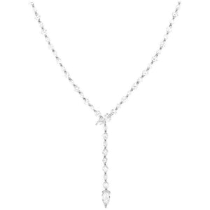 Silver She's Arrived Lariat Necklace in White Diamondettes