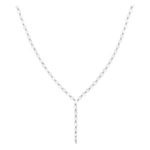 Silver She's an Icon Lariat Necklace in White Diamondettes