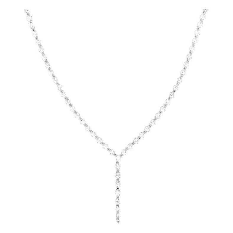 Silver She's an Icon Lariat Necklace in White Diamondettes