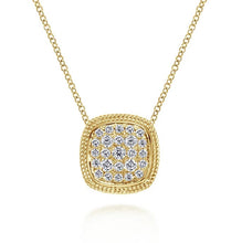 Load image into Gallery viewer, Gabriel 14K Yellow Gold Cushion Shape Diamond Pave Pendant Necklace
