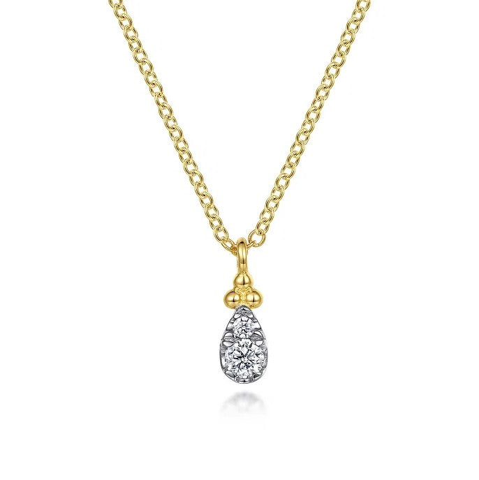 Gabriel 14K Yellow Gold Bujukan Diamond Pear Cluster Pendant Necklace