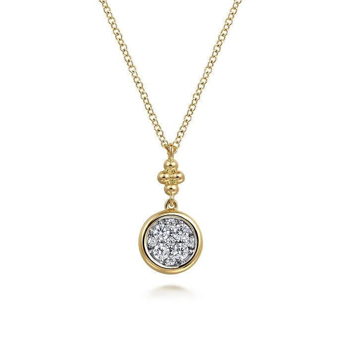 Gabriel 14K Two-Tone Diamond Bezel Cluster Pendant Necklace