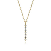 Load image into Gallery viewer, Gabriel 14K Yellow Gold White Sapphire Bar Pendant Necklace
