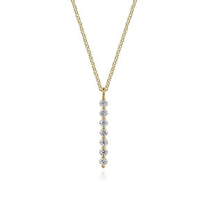 Gabriel 14K Yellow Gold White Sapphire Bar Pendant Necklace