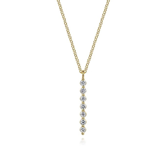 Gabriel 14K Yellow Gold White Sapphire Bar Pendant Necklace