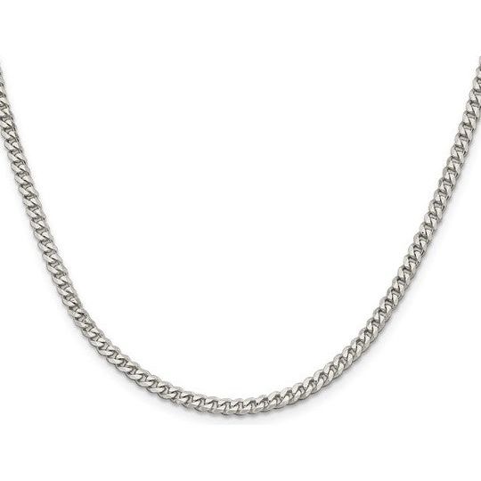 Sterling Silver Rhodium Plated 3.5mm Curb Chain