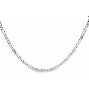 Sterling Silver Rhodium Plated 5.25mm Figaro Chain