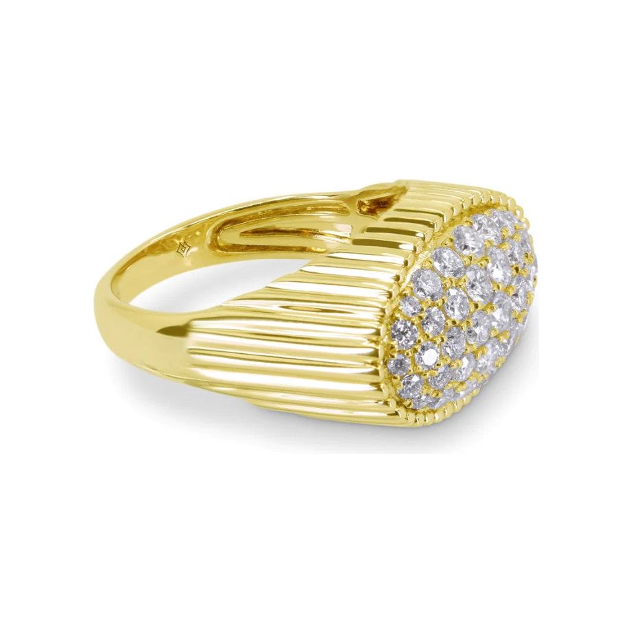 14K Yellow Gold Diamond Domed Fashion Ring