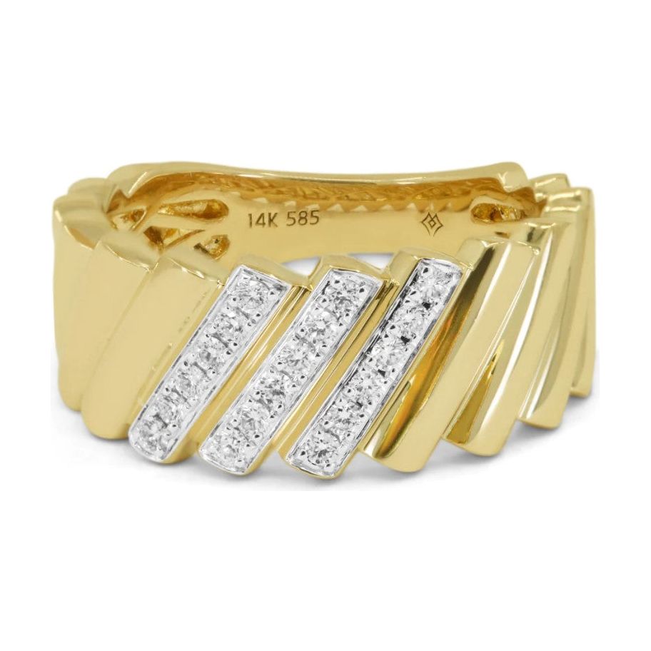 14K Yellow Gold Domino Stacked Diamond Station Ring