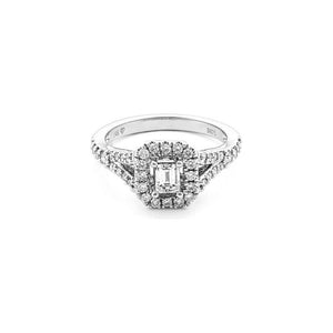 14k White Gold Diamond Split Shank Halo Engagement Ring