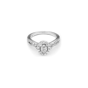 14k White Gold Diamond Twist Shank Halo Engagement Ring