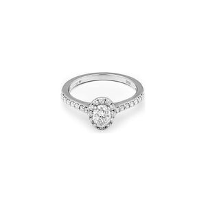 14k White Gold Oval Diamond Halo Engagement Ring