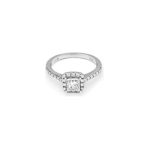 14k White Gold Princess Diamond Halo Engagement Ring