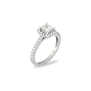 14k White Gold Princess Diamond Halo Engagement Ring