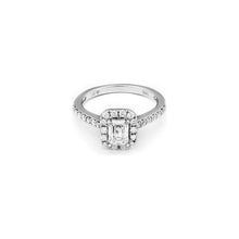 Load image into Gallery viewer, 14k White Gold Emerald Diamond Halo Engagement Ring
