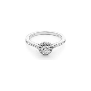 14k White Gold Round Diamond Halo Engagement Ring