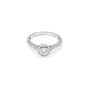 14k White Gold Round Diamond Halo Engagement Ring