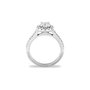 14k White Gold Round Diamond Halo Engagement Ring
