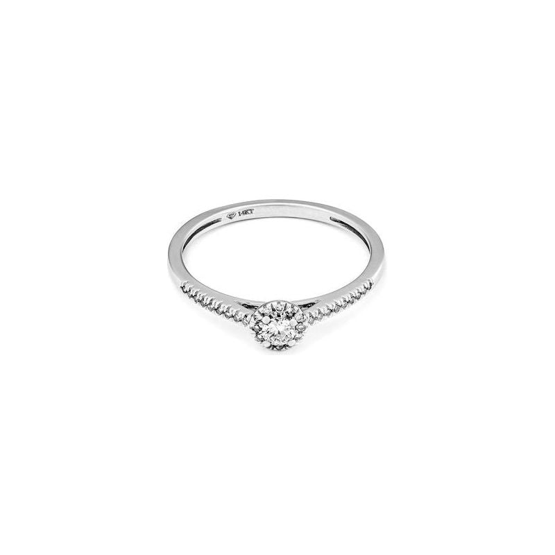 14k White Gold Diamond Halo Engagement Ring