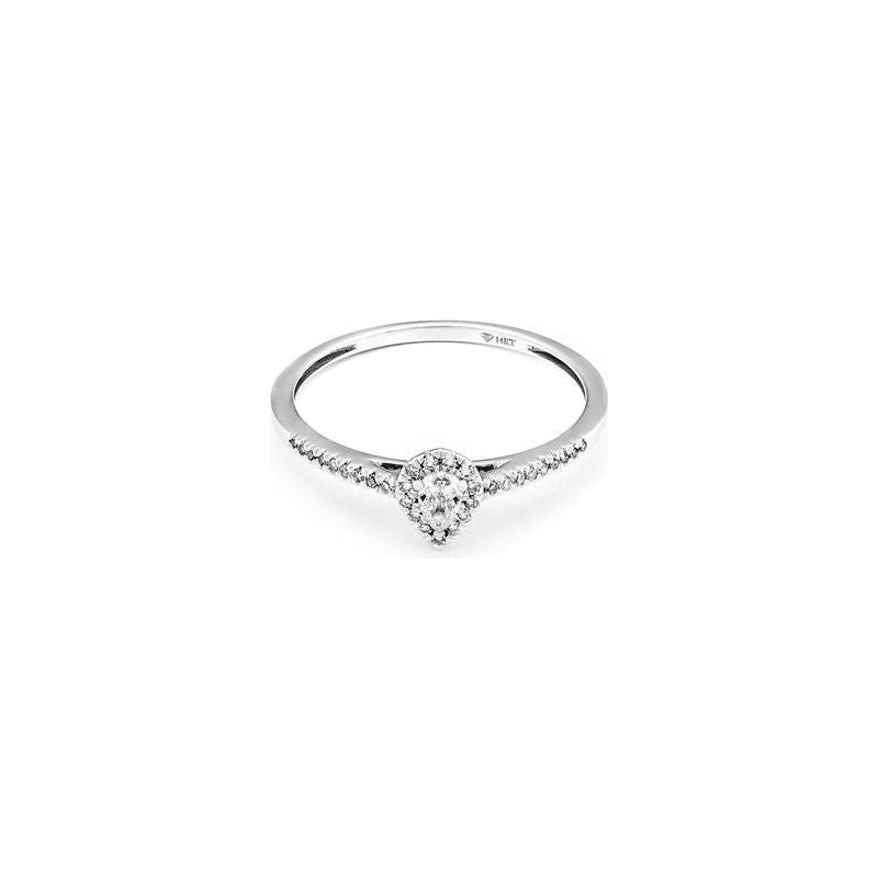 14k White Gold Diamond Halo Engagement Ring