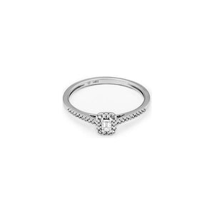 14k White Gold Diamond Halo Engagement Ring