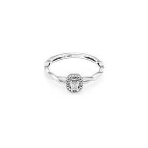 14k White Gold Twist Halo Engagement Ring