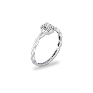 14k White Gold Twist Halo Engagement Ring