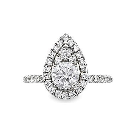 14k White Gold Diamond Pear Halo Engagement Ring