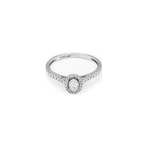 14k White Gold Miracle Mark Oval Halo Engagement Ring