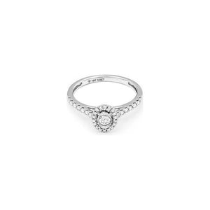 14k White Gold Miracle Mark Oval Halo Engagement Ring