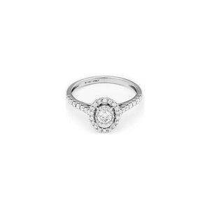 14k White Gold Miracle Mark Oval Halo Engagement Ring