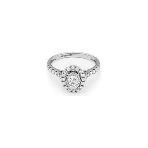 14k White Gold Miracle Mark Oval Halo Engagement Ring