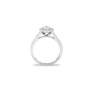 14k White Gold Miracle Mark Oval Halo Engagement Ring