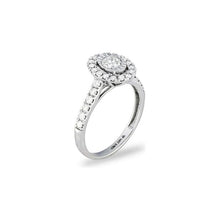 Load image into Gallery viewer, 14k White Gold Miracle Mark Oval Halo Engagement Ring
