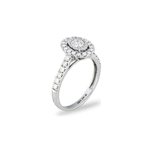 14k White Gold Miracle Mark Oval Halo Engagement Ring