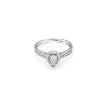 Load image into Gallery viewer, 14k White Gold Miracle Mark Pear Halo Engagement Ring
