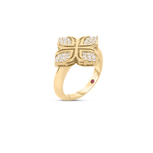 Roberto Coin 18K Yellow Gold Diamond Arabesque Flower Ring