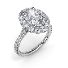 Load image into Gallery viewer, Fana 14K White Gold Diamond Floral Oval Halo Engagement Ring
